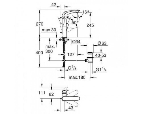Смеситель для умывальника Grohe Eurostyle 23718003