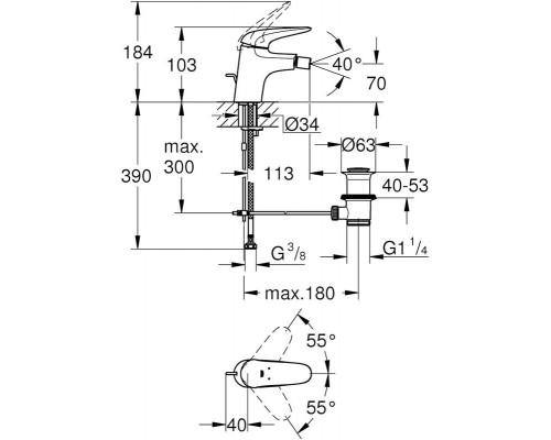 Смеситель Grohe Eurostyle S-Size 23720LS3 для биде