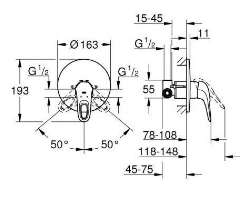 Смеситель Grohe Eurostyle New 23725003 для душа без подключения шланга