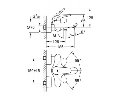 Смеситель для ванны Grohe Eurostyle 23726003