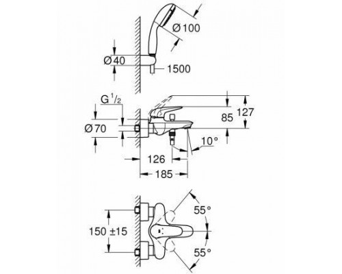 Смеситель для ванны Grohe Eurostyle 2372930A