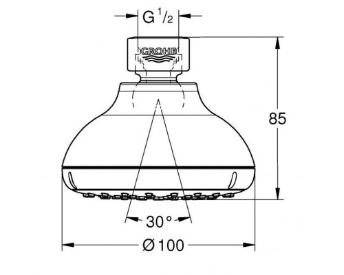 Верхний душ GROHE New Tempesta 100 I, 5,7 л/мин, хром (26050001)