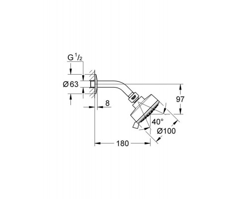 Верхний душ GROHE New Tempesta Cosmopolitan 100 III с кронштейном, хром (26090001)