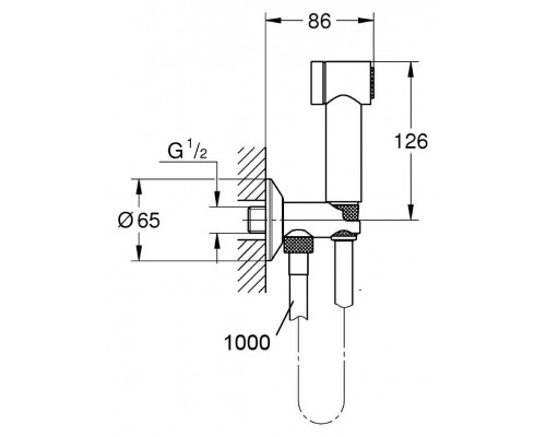 Гигиенический душ с угловым вентилем, 1 вид струи, GROHE Sena, хром, (26329000)