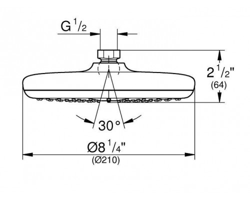 Верхний душ GROHE Tempesta 210, расход 6.8 л/мин, никель матовый (26409EN0)