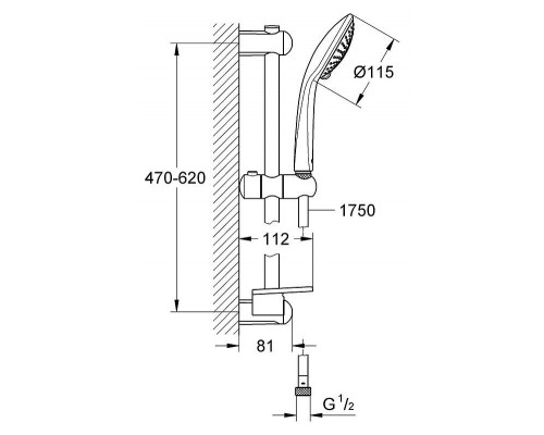 Душевой гарнитур, 3 вида струй, GROHE Euphoria 110 Champagne, хром, (27232001)