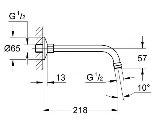 Коллекция Grohe Душевой кронштейн GROHE Relexa 200 мм, хром (27406000)
