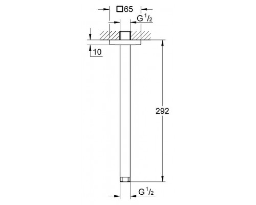 Коллекция Grohe Душевой кронштейн потолочный GROHE Rainshower neutral 292 мм, с квадратной розеткой, хром (27484000)