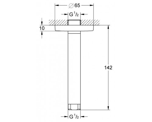 Коллекция Grohe Душевой кронштейн потолочный GROHE Rainshower neutral 151 мм, хром (27485000)