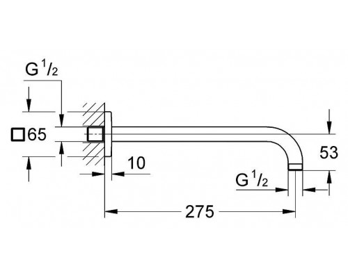 Коллекция Grohe Душевой кронштейн GROHE Rainshower neutral 275 мм, хром (27488000)