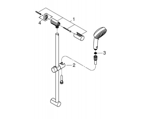 Душевой гарнитур, 3 вида струй, GROHE New Tempesta Cosmopolitan 100, хром, (27579002)