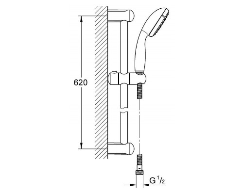 Душевой гарнитур GROHE Tempesta New, 600 мм, 5,7 л/мин, хром (2759810E)