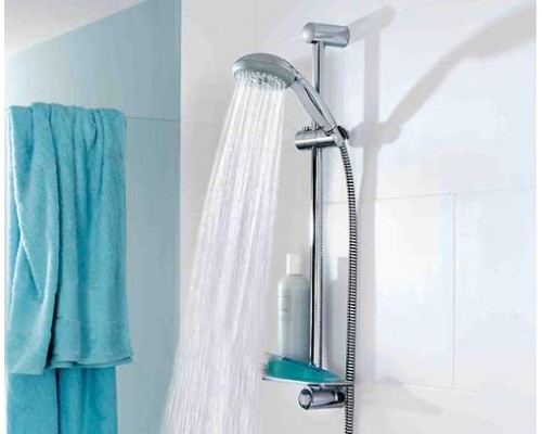 Душевой гарнитур GROHE New Tempesta с полочкой, душевая штанга 600 мм, 9,5 л/мин, хром (27600001)