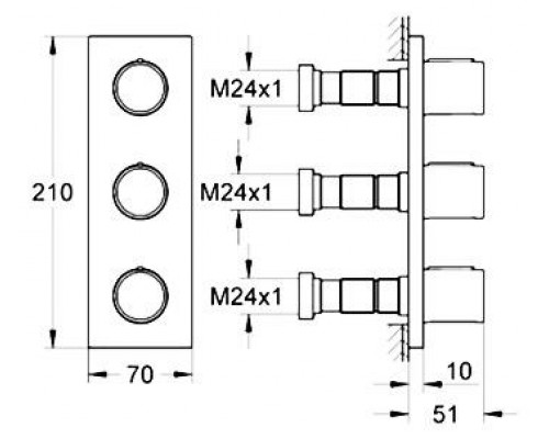 Комплект верхней монтажной части для вентиля на три выхода Grohe Grohtherm F 27625 000 (27625000)