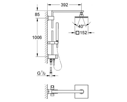 Душевая система с переключателем для настенного монтажа, GROHE Euphoria Cube System 150, хром, (27696000)