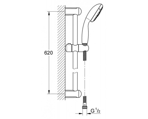 Душевой гарнитур GROHE Tempesta New IV, штанга 600 мм, хром (27795001)