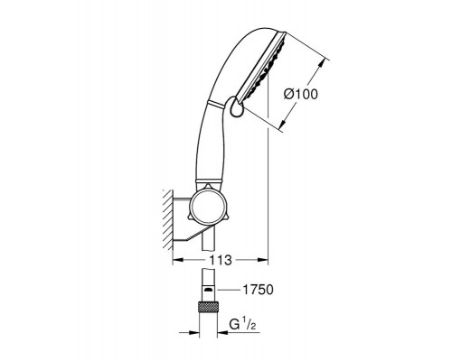 Душевой набор GROHE Tempesta New Rustic IV, регулируемый настенный держатель, 9,5 л/мин, хром (27805001)