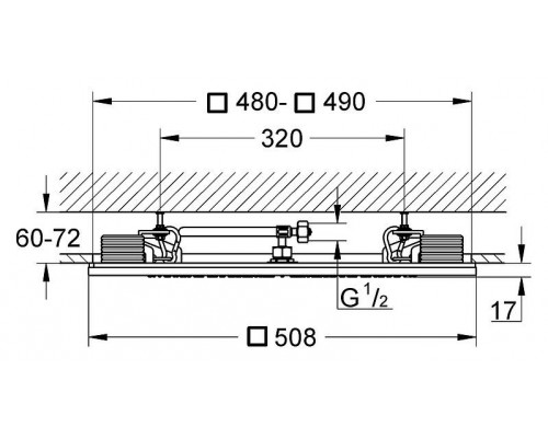 Верхний душ со встроенным источником света для систем GROHE F-digital deluxe, хром (27865000)
