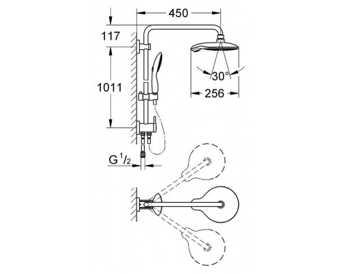 Душевая система поворотная без смесителя и термостата Grohe Power And Soul 27911000