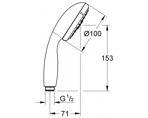 Ручной душ Grohe Tempesta New 27923001 (27923000), с ограничителем расхода воды 9,4 л/мин