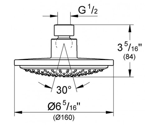 Верхний душ GROHE Euphoria Cosmopolitan, 1 режим, диаметр 160 мм, с ограничением расхода воды, хром (28233000)