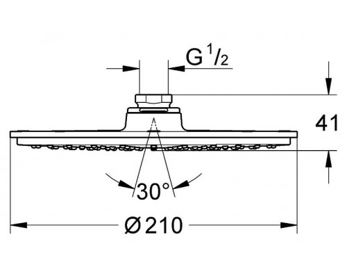 Верхний душ GROHE Rainshower Cosmopolitan Metal, 1 режим, диаметр 210 мм, с ограничением расхода воды, хром (2836800E)