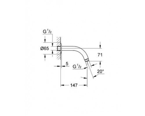 Душевой кронштейн настенный Grohe Relexa, 28541000, 14,7 см