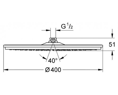 Верхний душ с одним режимом, GROHE Rainshower Cosmopolitan 400, хром, (28778000)