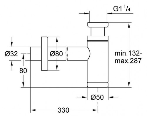 28912000 Сифон 1 1/4" из латуни для раковины, хром