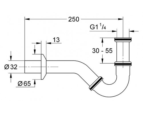 28946000 Сифон для биде 1 1/4″, хром