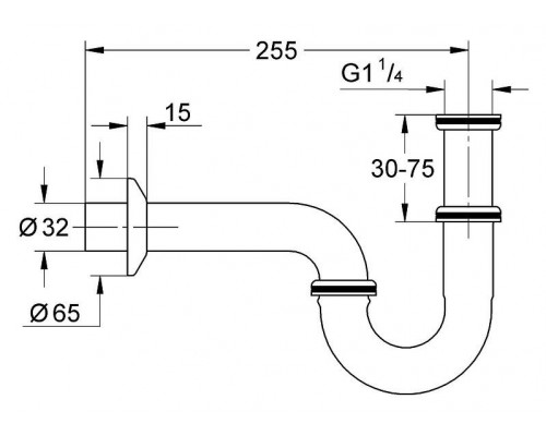 28947000 Сифон 1 1/4 для раковины (трубный), хром