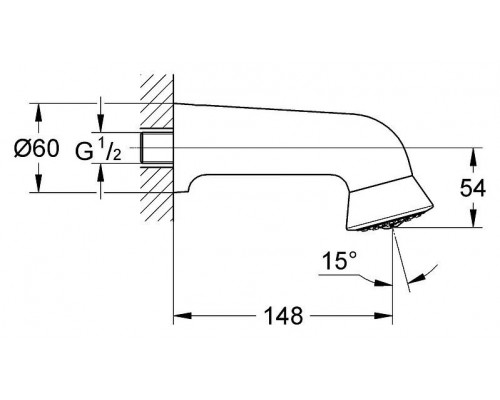 Спортивный верхний душ, GROHE Relexa Plus 60, хром, (28948000)