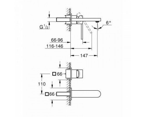 Смеситель для умывальника Grohe Plus M-Size 29303003, встраиваемый ; Цвет. хром