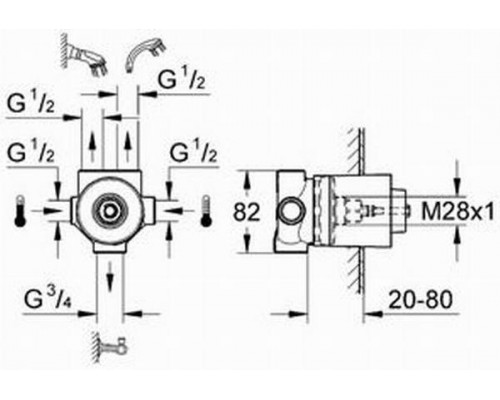 Скрытая часть переключателя на 3 положения Grohe 29708000