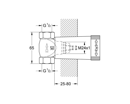 Встраиваемая часть вентиля GROHE, резьба 1/2″ (29811000)