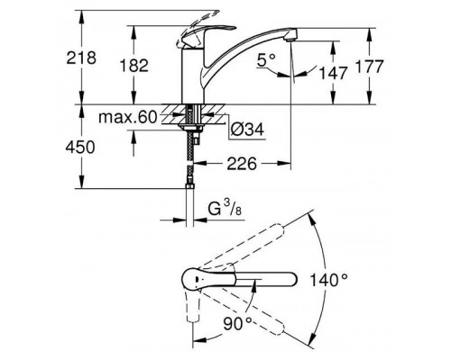 Смеситель кухонный для раковины Grohe Eurosmart 30260002