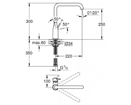 Смеситель для кухни GROHE Essence графит 30269A00 (с образца)