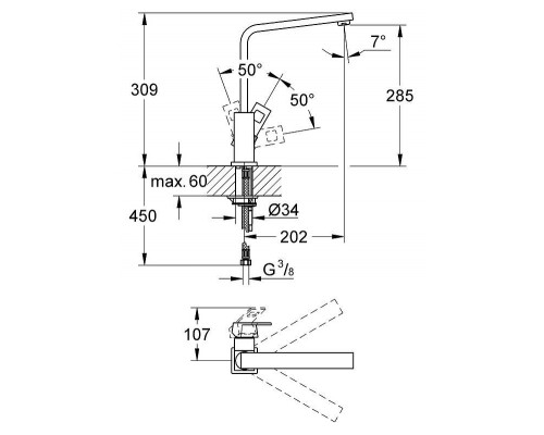 Смеситель для умывальника Grohe Eurocube 31255000