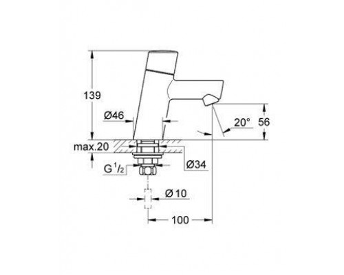 Смеситель для умывальника Grohe Concetto New 32207001 на одну воду