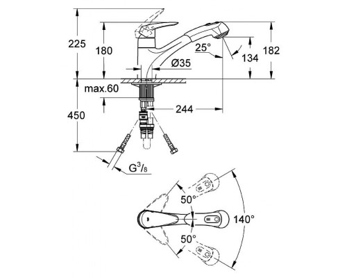 Смеситель кухонный Grohe Eurodisc 32257001