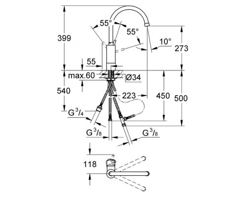 Смеситель кухонный для раковины Grohe Concetto 32666001
