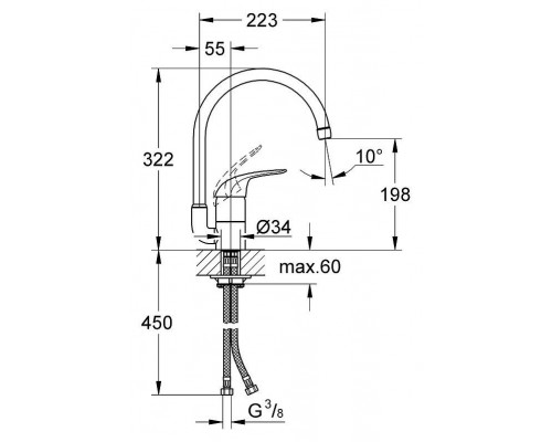 Смеситель кухонный Grohe Euroeco 32752000