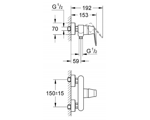 Смеситель для ванны и душа Grohe Eurosmart Cosmopolitan 32837000 наружного монтажа хром