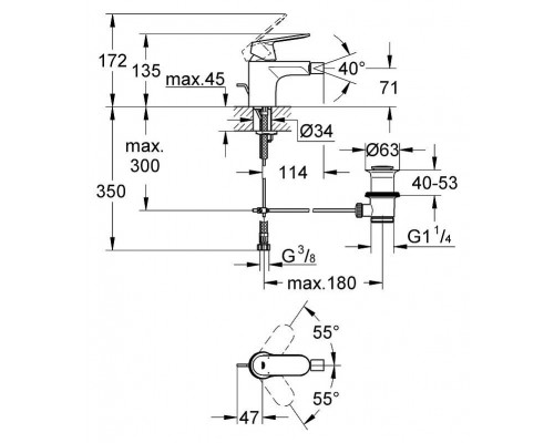 Смеситель для биде Grohe Eurosmart Cosmopolitan 32839000 для биде
