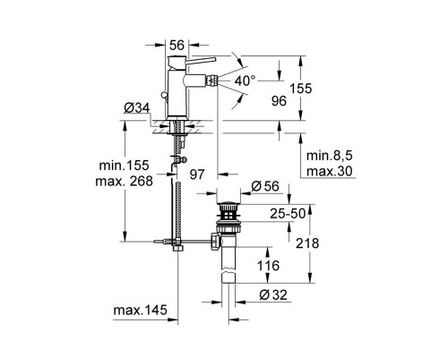 Смеситель для биде Grohe BauClassic 32864000 для биде