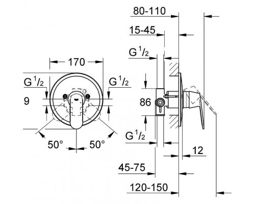 Смеситель Grohe Eurosmart Cosmopolitan 32880000 для душа