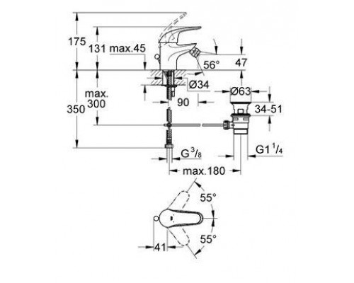 Смеситель Grohe Euroeco 32882000 с цепочкой для биде