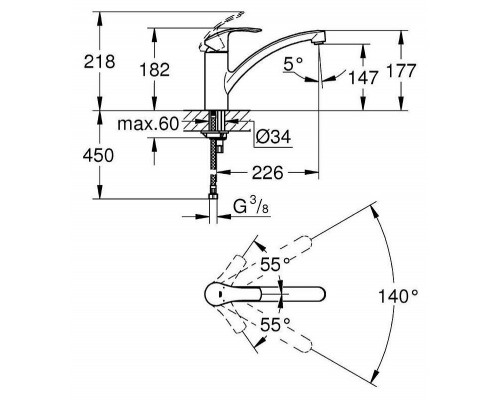 Смеситель кухонный Grohe Eurosmart 33281002