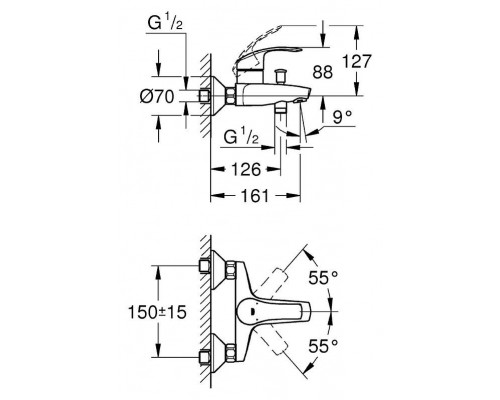 Смеситель для ванны Grohe Eurosmart 33300002