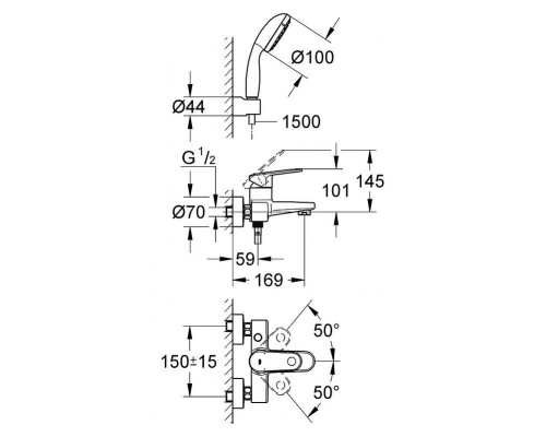 Смеситель для ванны Grohe Europlus 33547002